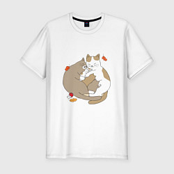 Мужская slim-футболка Кошачья семья