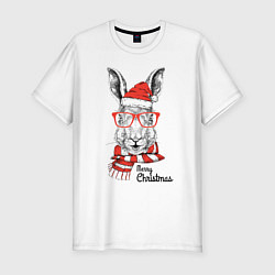 Мужская slim-футболка Santa Rabbit - Merry Christmas!