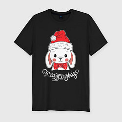 Мужская slim-футболка Merry Christmas, little rabbit