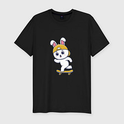 Мужская slim-футболка Кролик на скейте