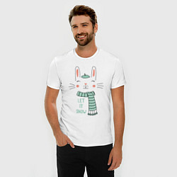 Футболка slim-fit Let it snow, rabbit in green beret, цвет: белый — фото 2