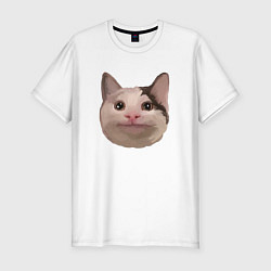 Мужская slim-футболка Polite cat meme