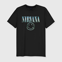 Футболка slim-fit Nirvana - смайлик, цвет: черный