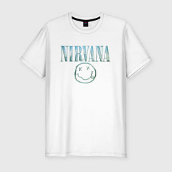 Мужская slim-футболка Nirvana - смайлик