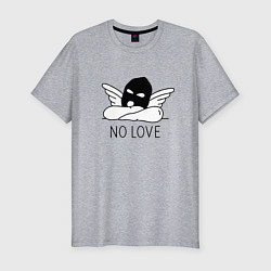 Мужская slim-футболка No love - angel in mask