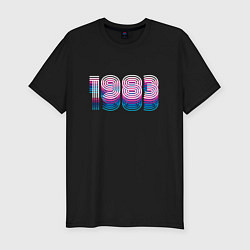 Футболка slim-fit 1983 год ретро неон, цвет: черный