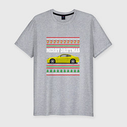 Мужская slim-футболка Merry Driftmas Nissan Silvia S15 Ugly Sweater