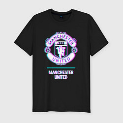Мужская slim-футболка Manchester United FC в стиле glitch