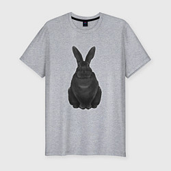 Мужская slim-футболка Черный водяной кролик - 2023