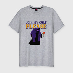Мужская slim-футболка Join my cult please