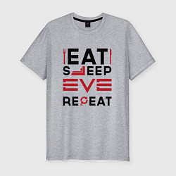 Футболка slim-fit Надпись: eat sleep EVE repeat, цвет: меланж