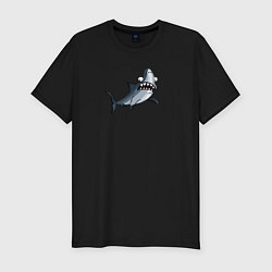 Футболка slim-fit Удивлённая акула, цвет: черный