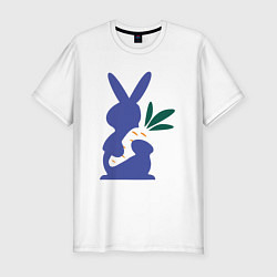 Футболка slim-fit Синий кролик, цвет: белый