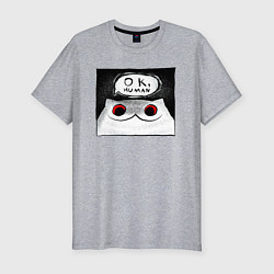 Мужская slim-футболка Мрачный кот - Ok, human