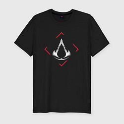 Футболка slim-fit Символ Assassins Creed в красном ромбе, цвет: черный