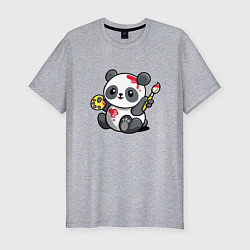 Мужская slim-футболка Панда - крутой художник! Cutie