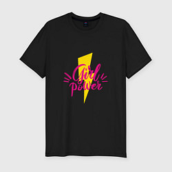 Футболка slim-fit Молния - girl power, цвет: черный