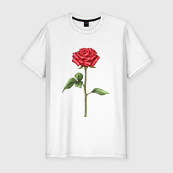 Мужская slim-футболка Роза красная
