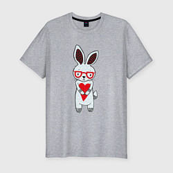 Мужская slim-футболка Зайчонок с сердечком