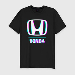 Мужская slim-футболка Значок Honda в стиле glitch
