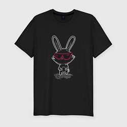 Мужская slim-футболка Кролик в розовых очках