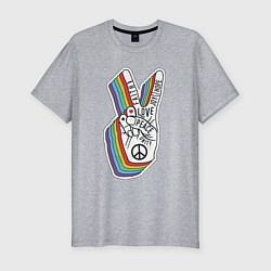 Мужская slim-футболка Рука мира
