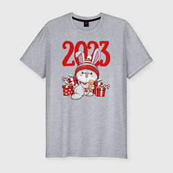 Мужская slim-футболка Зайка в подарках 2023