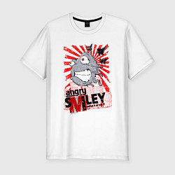Мужская slim-футболка Сердитый смайлик поп арт