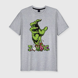 Мужская slim-футболка Zombie green hand