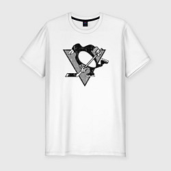Мужская slim-футболка Питтсбург Пингвинз серый