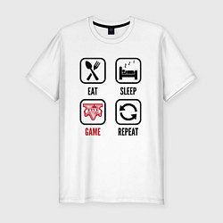 Мужская slim-футболка Eat - sleep - GTA - repeat