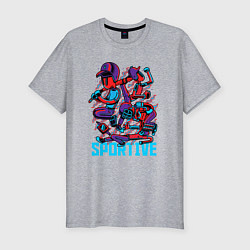 Мужская slim-футболка Человечки бейсболисты