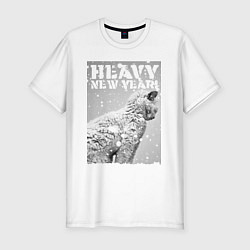 Мужская slim-футболка Heavy new year - драный уличный котяра