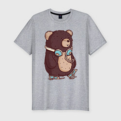 Мужская slim-футболка Walking bear