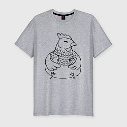 Мужская slim-футболка Довольная курица