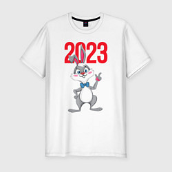 Мужская slim-футболка Заяц 2023