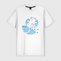 Мужская slim-футболка Снежный котоик