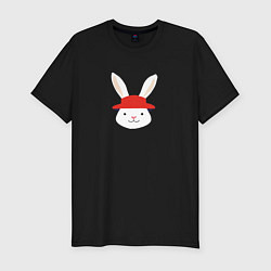 Мужская slim-футболка Кролик в шляпке
