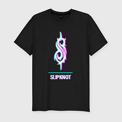 Мужская slim-футболка Slipknot glitch rock