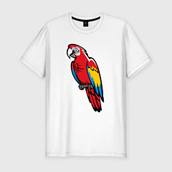 Мужская slim-футболка Попугай Ара на жердочке