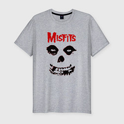 Футболка slim-fit Misfits классический череп, цвет: меланж