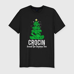 Футболка slim-fit Ёлка крокс, цвет: черный