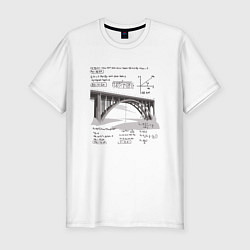Мужская slim-футболка Мост и математические формулы