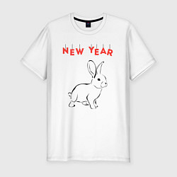 Мужская slim-футболка New year rabbit