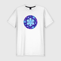 Мужская slim-футболка Забавная снежинка в зимнем звездном небе