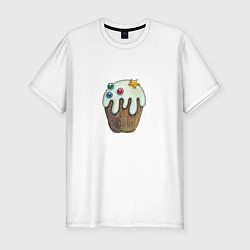 Мужская slim-футболка Рождественский шоколадный капкейк