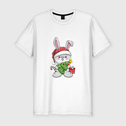 Футболка slim-fit Зайчик с ёлочкой, цвет: белый