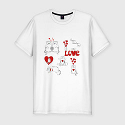 Мужская slim-футболка Happy valentines day love