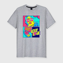 Футболка slim-fit Поп арт девушка с телефоном, цвет: меланж