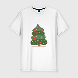 Мужская slim-футболка Новогодняя ель